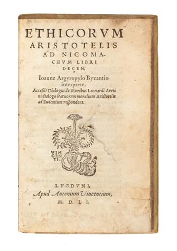 ARISTOTLE. Ethicorum . . . ad Nicomachum libri decem. 1551